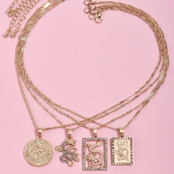 NEW!! 💛 4pc Chinese Pendant Necklace - Picture 2 of 4